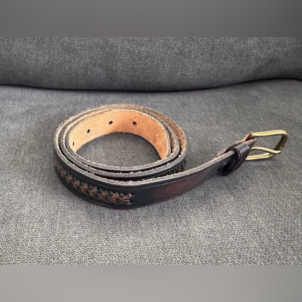 J. Crew‎ brown genuine leather women’s belt size M - Picture 1 of 7